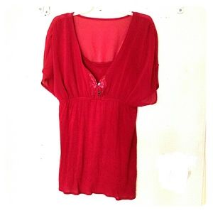 Converse one star flowy maroon top Sz med